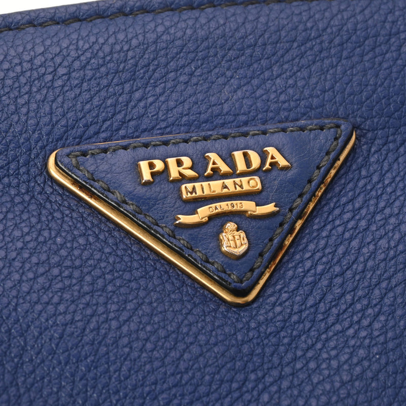 PRADA プラダ 2WAY トートバッグ ダークブルー系 レディース レザー ハンドバッグ Bランク 中古 銀蔵