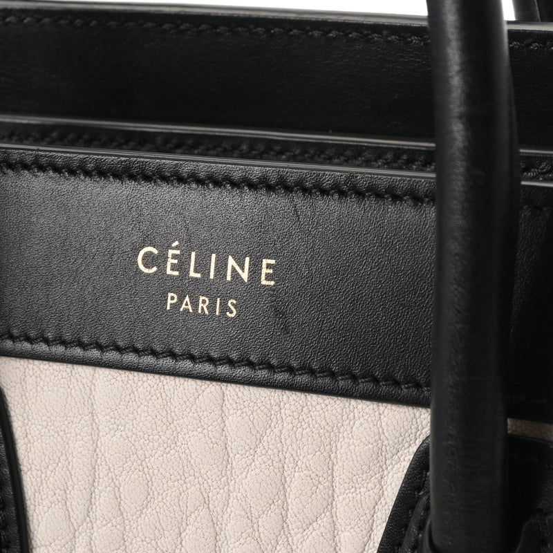 CELINE セリーヌ ラゲージ ナノショッパー 2WAY ホワイト/ブラック レディース カーフ ハンドバッグ Bランク 中古 銀蔵