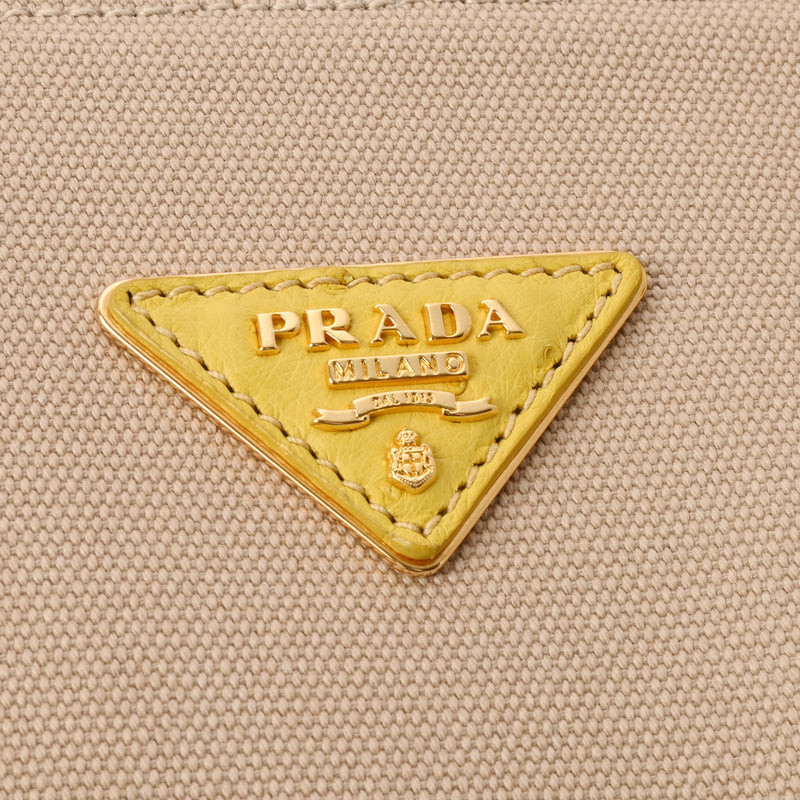 PRADA プラダ イエロー レディース ジャガード オーストリッチ トートバッグ ABランク 中古 銀蔵