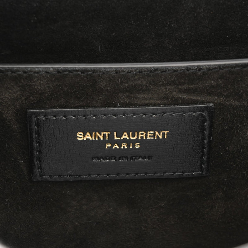 YVES SAINT LAURENT イヴサンローラン ブラック/グレージュ系 レディース ベロア/レザー ショルダーバッグ ABランク 中古 銀蔵