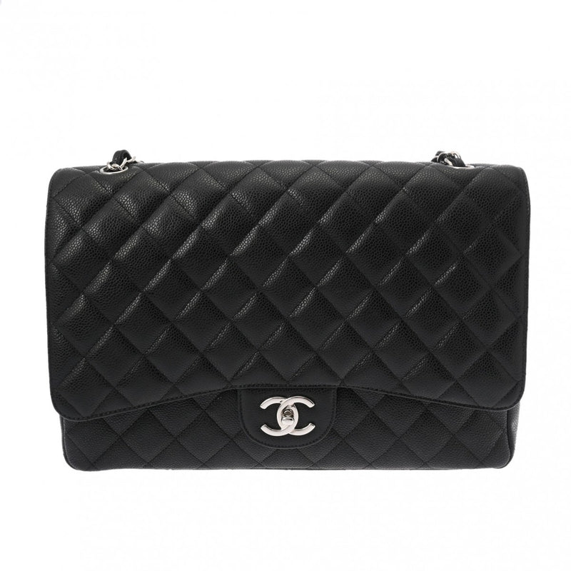 CHANEL シャネル マトラッセ Wフラップ チェーンショルダー 33cm  ブラック A58601 レディース キャビアスキン ショルダーバッグ Aランク 中古 銀蔵