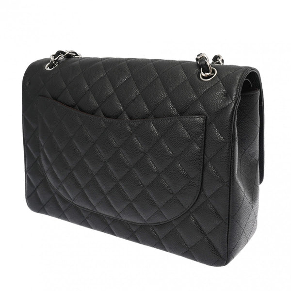 CHANEL シャネル マトラッセ Wフラップ チェーンショルダー 33cm ブラック A58601 レディース キャビアスキン ショルダーバッグ Aランク 中古 銀蔵