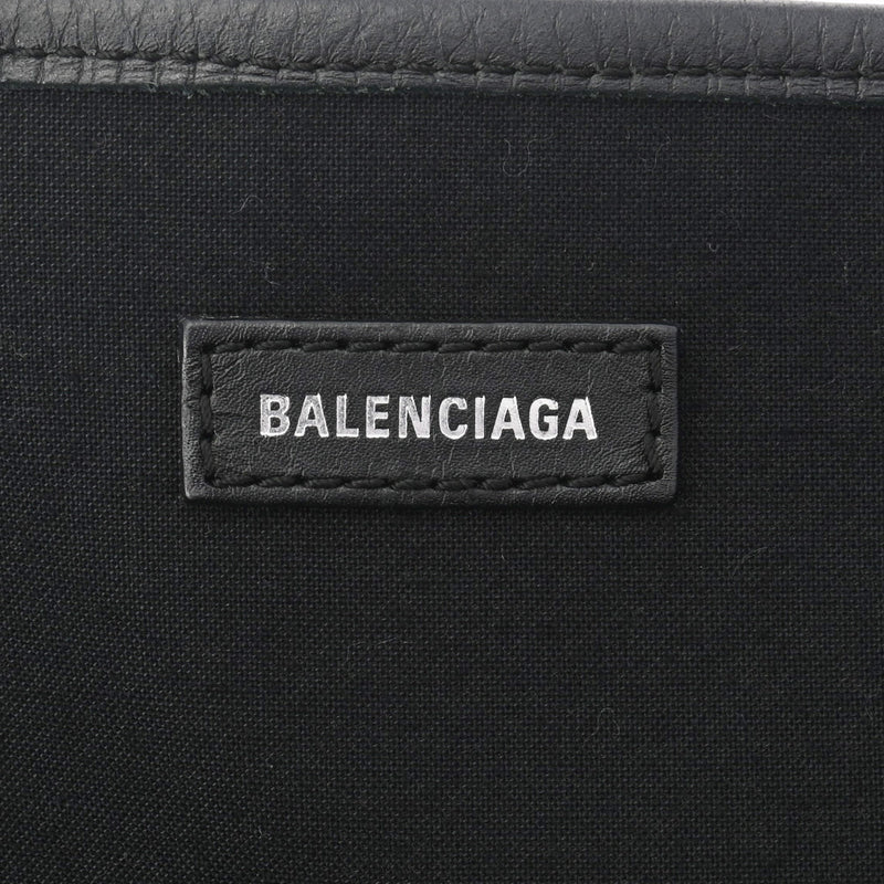 BALENCIAGA バレンシアガ ネイビーカバス M ホワイト/ブラック 581292 レディース キャンバス レザー ハンドバッグ ABランク 中古 銀蔵