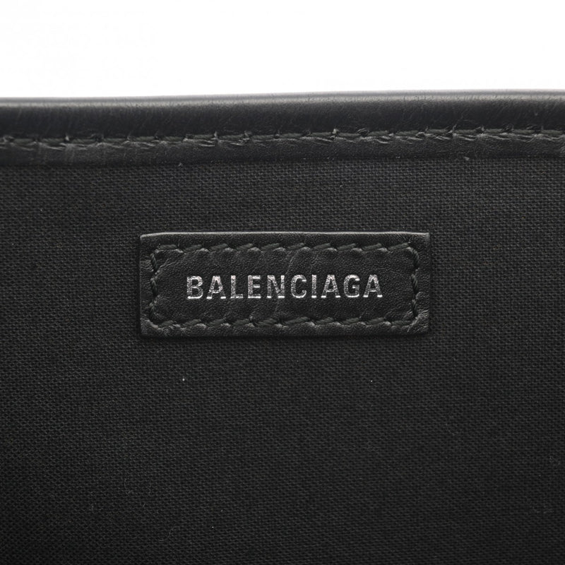 BALENCIAGA バレンシアガ ネイビーカバス S ホワイト/ブラック 339933 レディース キャンバス レザー ハンドバッグ ABランク 中古 銀蔵