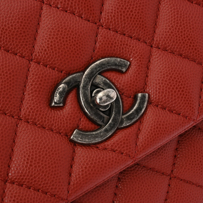 CHANEL シャネル マトラッセ トップハンドル 29 2WAY レッド A92991 レディース キャビアスキン ハンドバッグ Aランク 中古 銀蔵