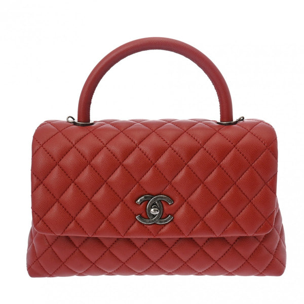 CHANEL シャネル マトラッセ トップハンドル 29 2WAY レッド A92991 レディース キャビアスキン ハンドバッグ Aランク 中古 銀蔵