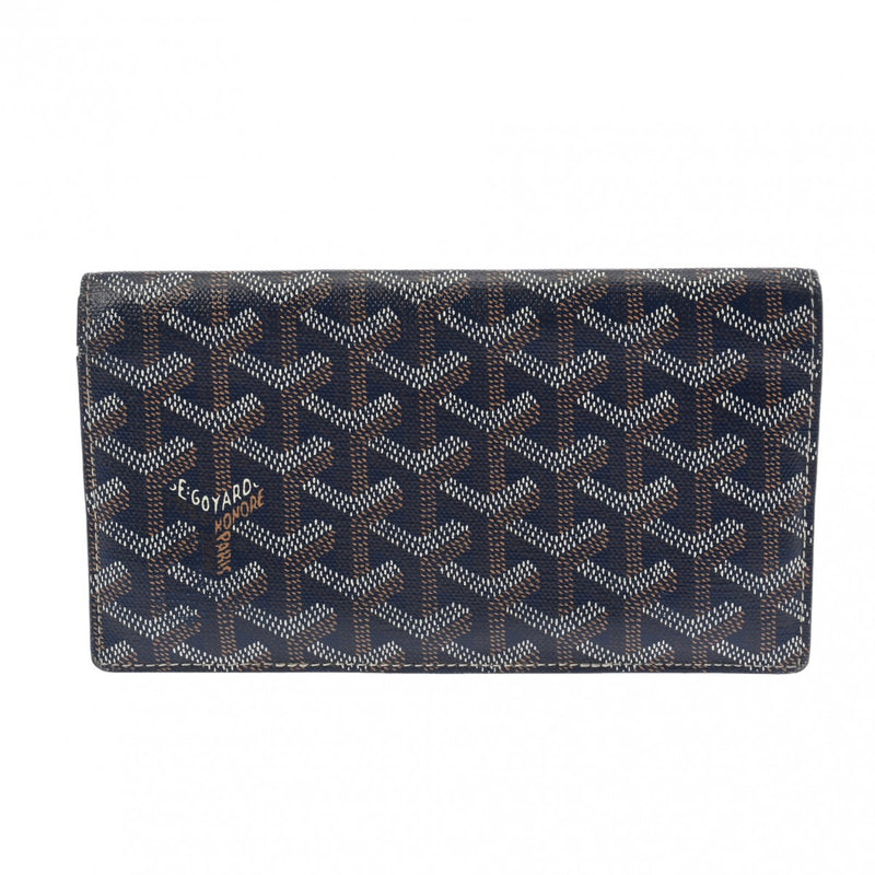 GOYARD ゴヤール リシュリュー ヘリンボーン ネイビー ユニセックス PVC/レザー 長財布 Bランク 中古 銀蔵