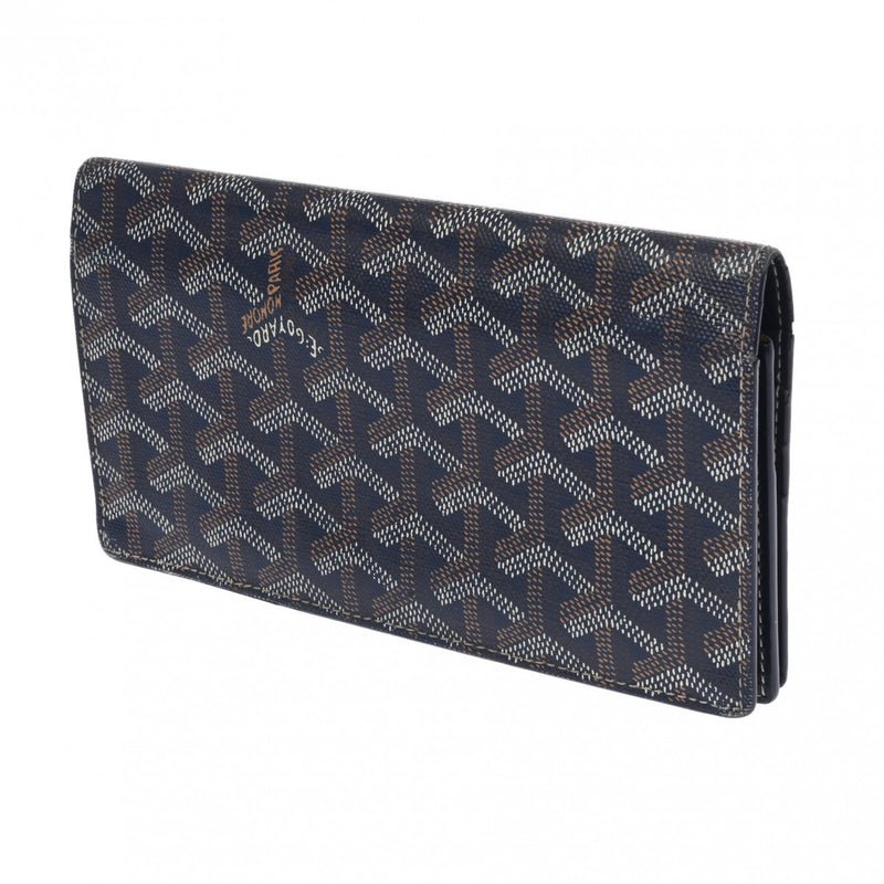 GOYARD ゴヤール リシュリュー ヘリンボーン ネイビー ユニセックス PVC/レザー 長財布 Bランク 中古 銀蔵