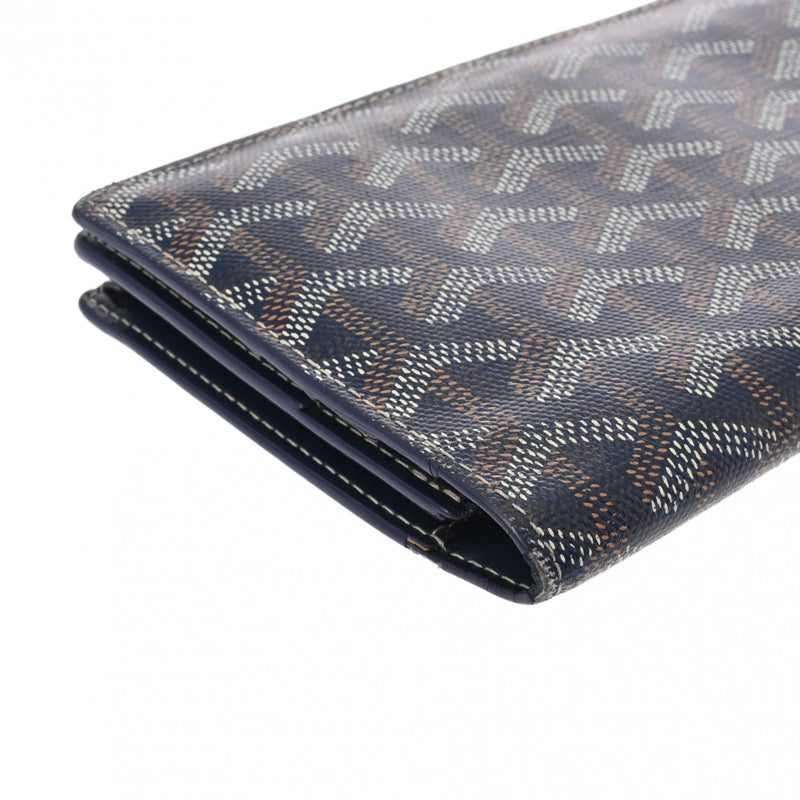 GOYARD ゴヤール リシュリュー ヘリンボーン ネイビー ユニセックス PVC/レザー 長財布 Bランク 中古 銀蔵