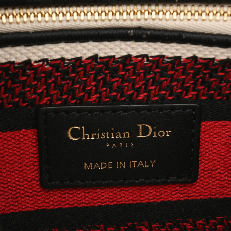 CHRISTIAN DIOR クリスチャンディオール LADY D-LITE ミディアム 2WAY レッド/ホワイト M05650BBF レディース キャンバス ハンドバッグ ABランク 中古 銀蔵