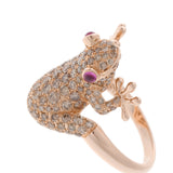 STENZHORN ステンツホーン カエルモチーフ ダイヤ1.60ct 色石 15号 レディース K18ピンクゴールド リング・指輪 Aランク 中古 銀蔵