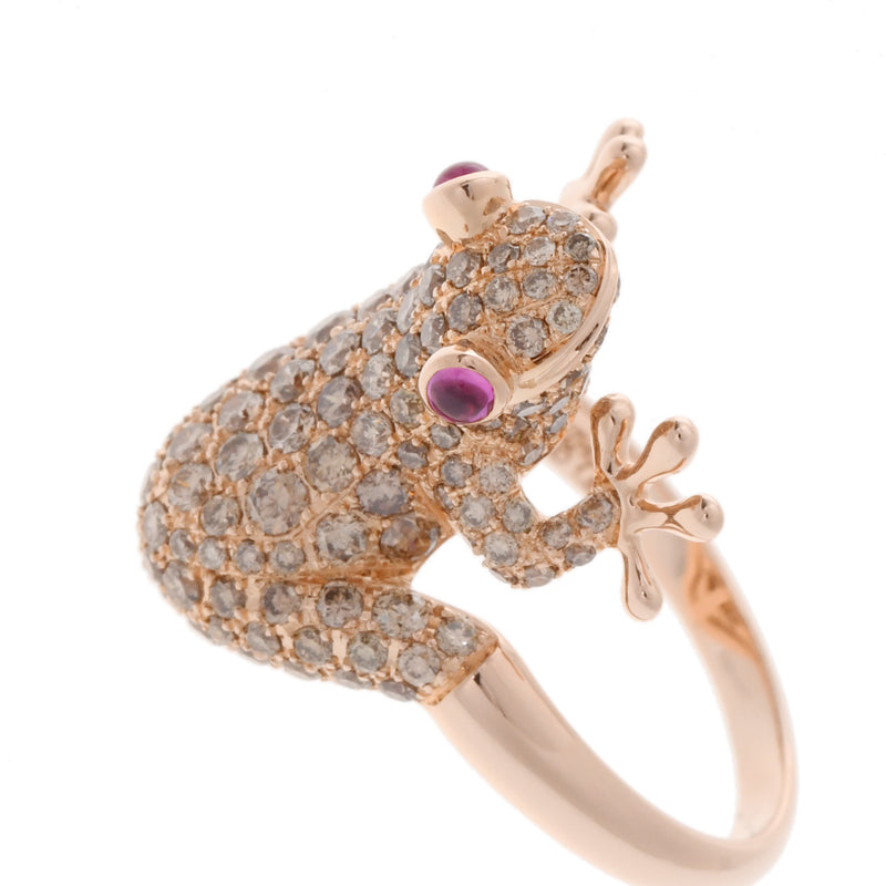 STENZHORN ステンツホーン カエルモチーフ ダイヤ1.60ct 色石 15号 レディース K18ピンクゴールド リング・指輪 Aランク 中古 銀蔵
