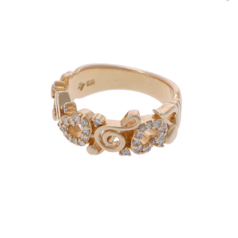 Ponte Vecchio ポンテヴェキオ ト音記号 音符 ハートモチーフ ダイヤ 9号 レディース K18イエローゴールド リング・指輪 Aランク 中古 銀蔵