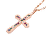 Sympathy of Soul シンパシーオブソウル クロスネックレス 色石 ダイヤ ユニセックス K18ピンクゴールド PG ネックレス Aランク 中古 銀蔵
