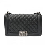 CHANEL シャネル ボーイシャネル チェーンショルダー 25cm ダークグレー A67086 レディース ラムスキン ショルダーバッグ Aランク 中古 銀蔵