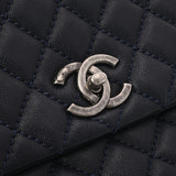 CHANEL シャネル ラージトップハンドルフラップバッグ 29 ダークネイビー A92992 レディース キャビアスキン リザード 2WAYバッグ Aランク 中古 銀蔵