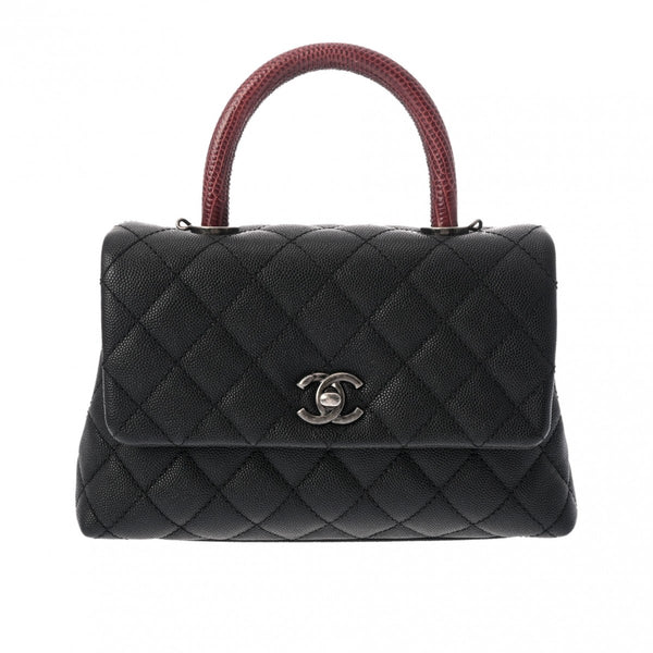 CHANEL シャネル マトラッセ トップハンドル XS 2WAY ブラック A92990 レディース キャビアスキン リザード ハンドバッグ Aランク 中古 銀蔵