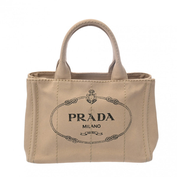 PRADA プラダ カナパミニ ベージュ 1BG439 レディース キャンバス ハンドバッグ ABランク 中古 銀蔵