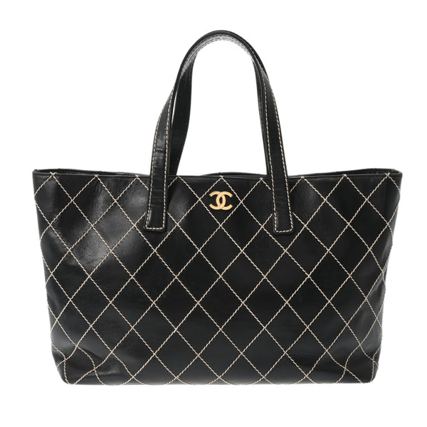 CHANEL シャネル ワイルドステッチ ブラック レディース レザー トートバッグ Bランク 中古 銀蔵