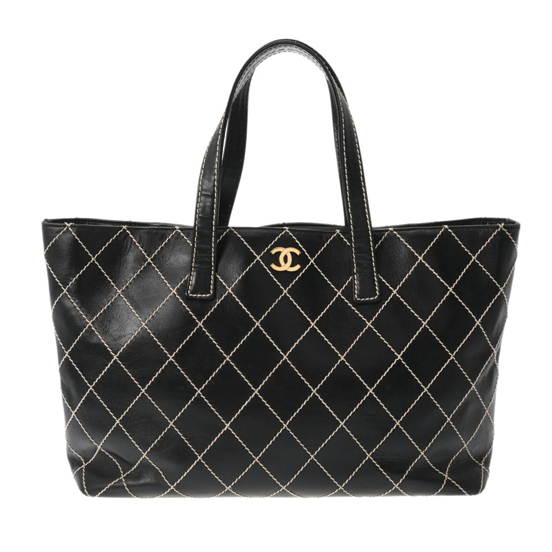 CHANEL シャネル ワイルドステッチ ブラック レディース レザー トートバッグ Bランク 中古 銀蔵