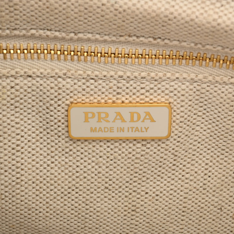 PRADA プラダ カナパ ミニ 2WAYトート ホワイト系 レディース キャンバス ハンドバッグ ABランク 中古 銀蔵