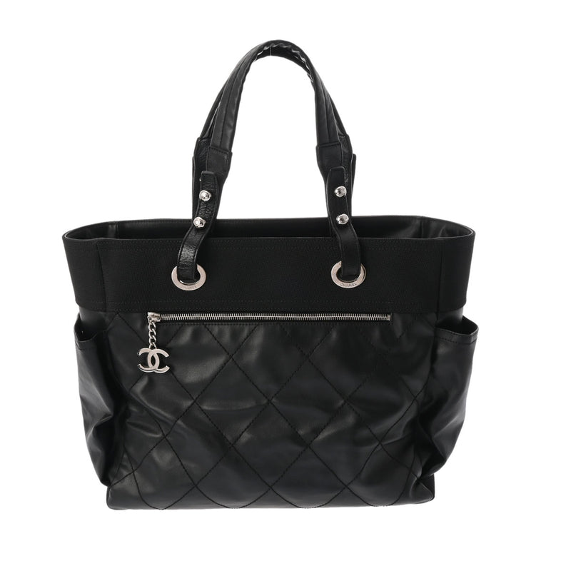 CHANEL シャネル パリビアリッツ トート GM ブラック A34210 レディース レザー キャンバス トートバッグ ABランク 中古 銀蔵