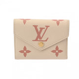 LOUIS VUITTON ルイヴィトン モノグラムアンプラント バイカラーポルトフォイユヴィクトリーヌ クレーム/ローズトリアノン M82062 レディース レザー 三つ折り財布 Aランク 中古 銀蔵