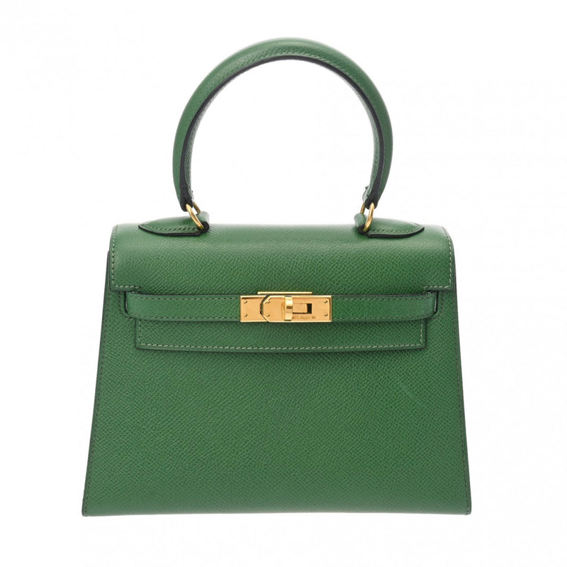 HERMES エルメス ミニケリー グリーン ○V刻印(1992年頃) レディース クシュベル 2WAYバッグ ABランク 中古 銀蔵