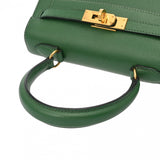 HERMES エルメス ミニケリー グリーン ○V刻印(1992年頃) レディース クシュベル 2WAYバッグ ABランク 中古 銀蔵