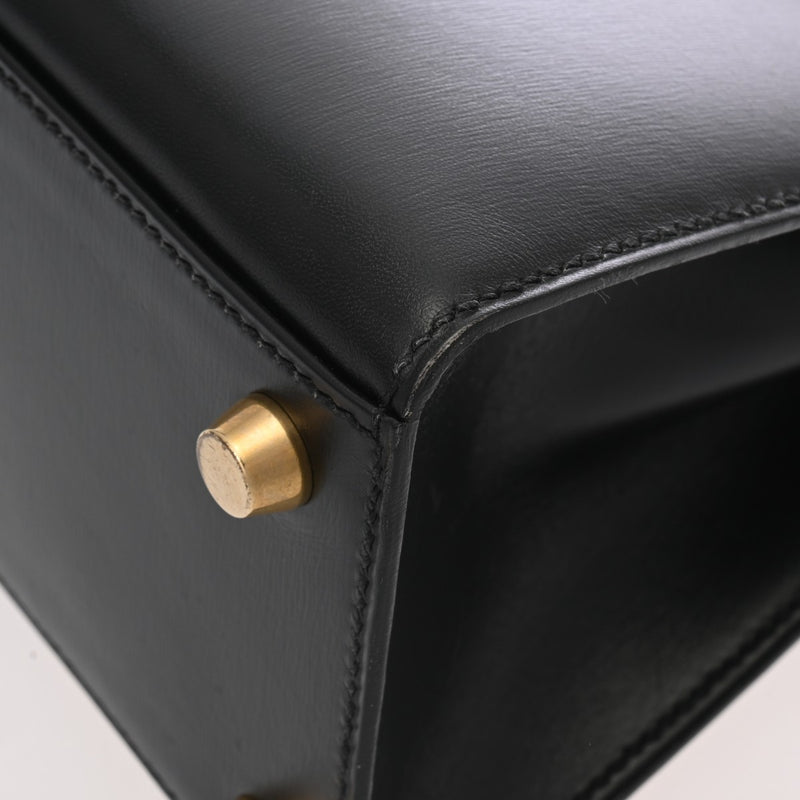 HERMES エルメス ミニケリー 外縫い ブラック ○Z刻印(1996年頃) レディース ボックスカーフ 2WAYバッグ Aランク 中古 銀蔵