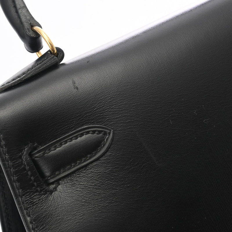 HERMES エルメス ミニケリー 外縫い ブラック ○Z刻印(1996年頃) レディース ボックスカーフ 2WAYバッグ Aランク 中古 銀蔵