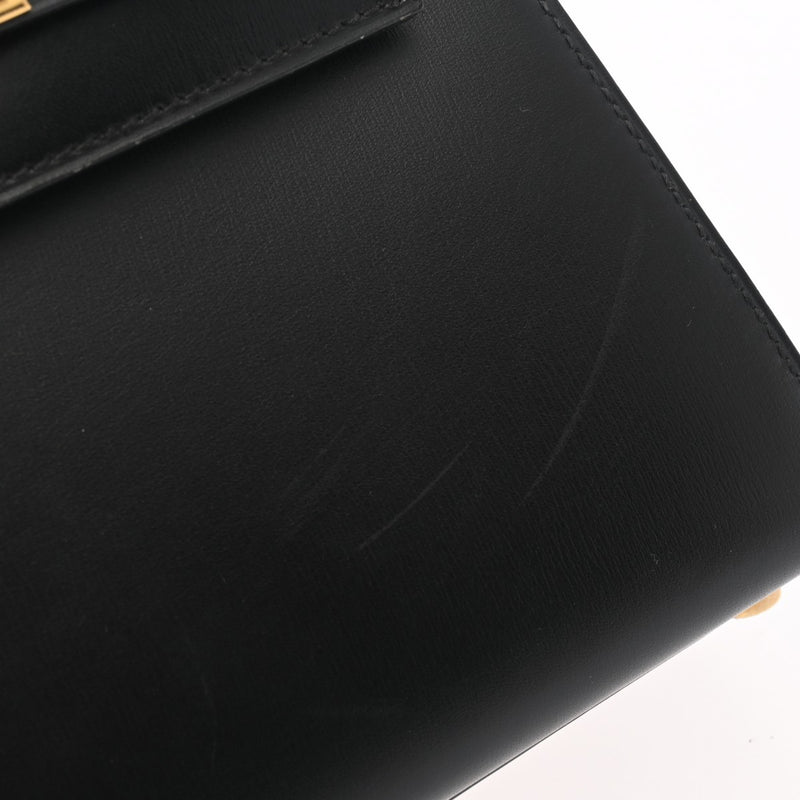 HERMES エルメス ミニケリー 外縫い ブラック ○Z刻印(1996年頃) レディース ボックスカーフ 2WAYバッグ Aランク 中古 銀蔵