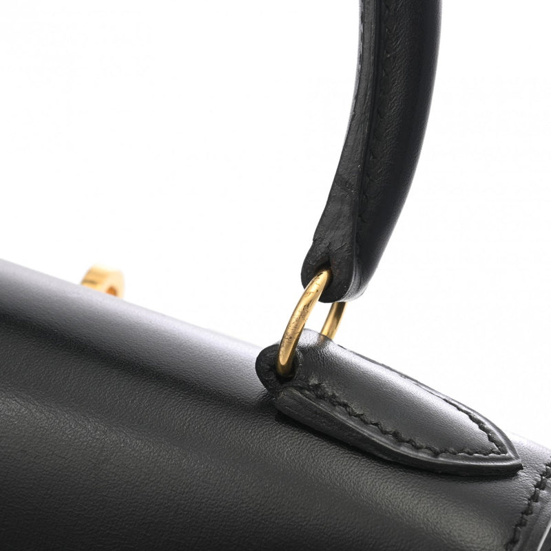 HERMES エルメス ミニケリー 外縫い ブラック ○Z刻印(1996年頃) レディース ボックスカーフ 2WAYバッグ Aランク 中古 銀蔵