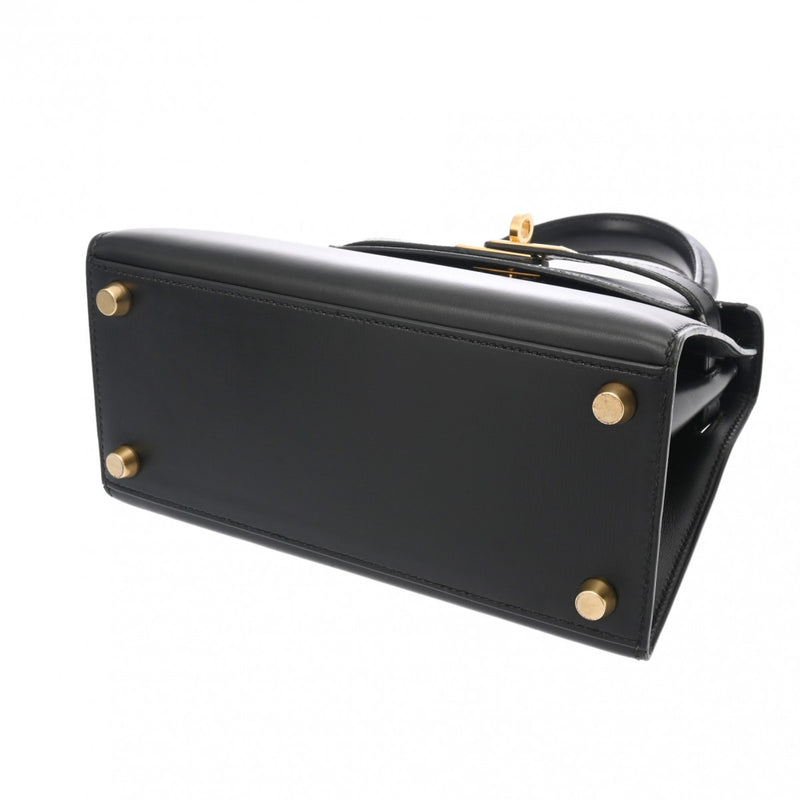 HERMES エルメス ミニケリー 外縫い ブラック ○Z刻印(1996年頃) レディース ボックスカーフ 2WAYバッグ Aランク 中古 銀蔵