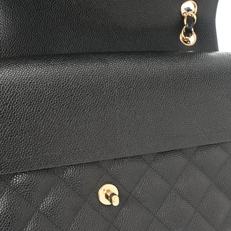 CHANEL シャネル マトラッセ チェーンショルダー Wフラップ 30cm ブラック A58600 レディース キャビアスキン ショルダーバッグ Aランク 中古 銀蔵