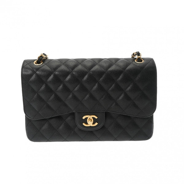 CHANEL シャネル マトラッセ チェーンショルダー Wフラップ 30cm ブラック A58600 レディース キャビアスキン ショルダーバッグ Aランク 中古 銀蔵