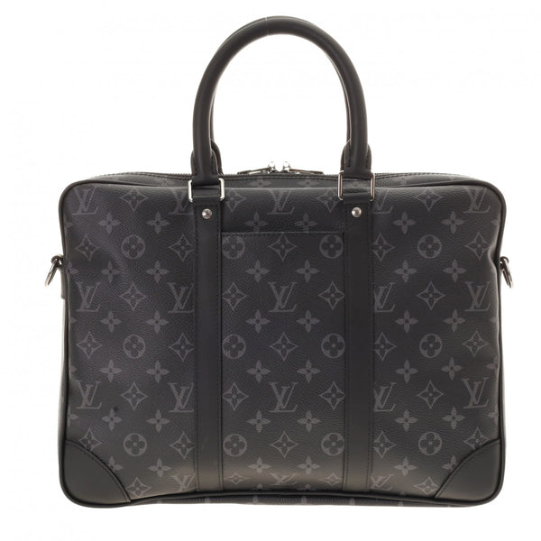 LOUIS VUITTON ルイヴィトン モノグラム エクリプス ポルトドキュマンヴォワヤージュ ブラック/グレー M46457 メンズ レザー ビジネスバッグ 新同 中古 銀蔵