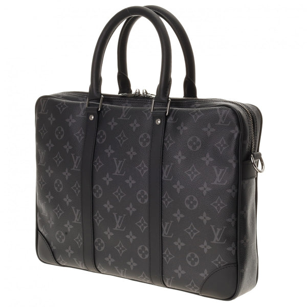 LOUIS VUITTON ルイヴィトン モノグラム エクリプス ポルトドキュマンヴォワヤージュ ブラック/グレー M46457 メンズ レザー ビジネスバッグ 新同 中古 銀蔵