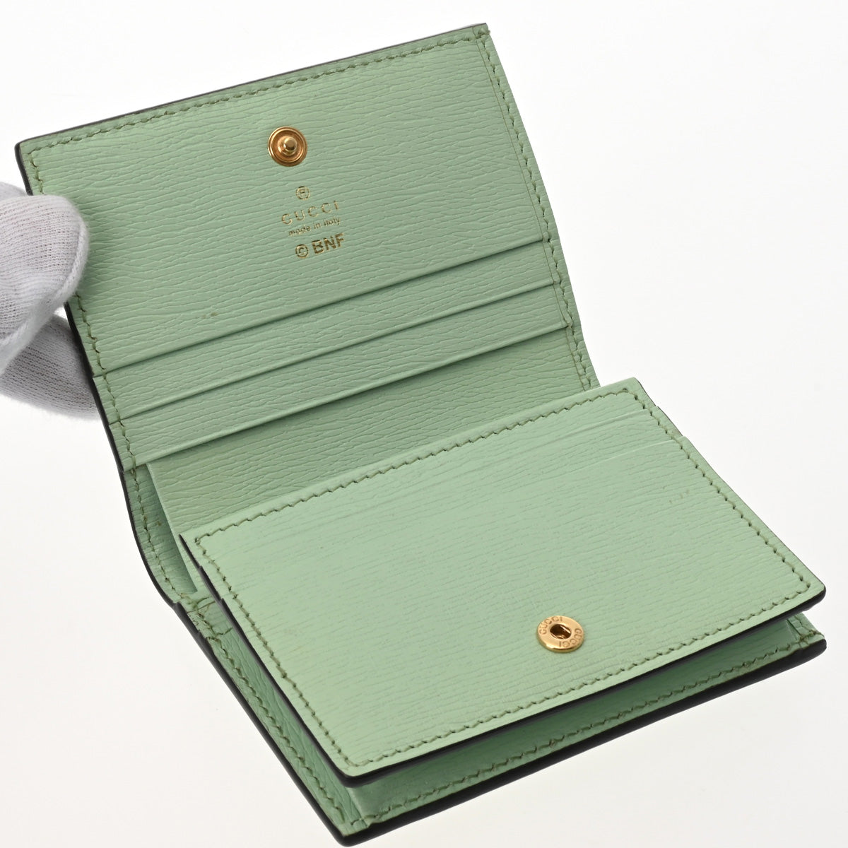 グッチコンパクトウォレット ばなにゃ ミントグリーン レディース