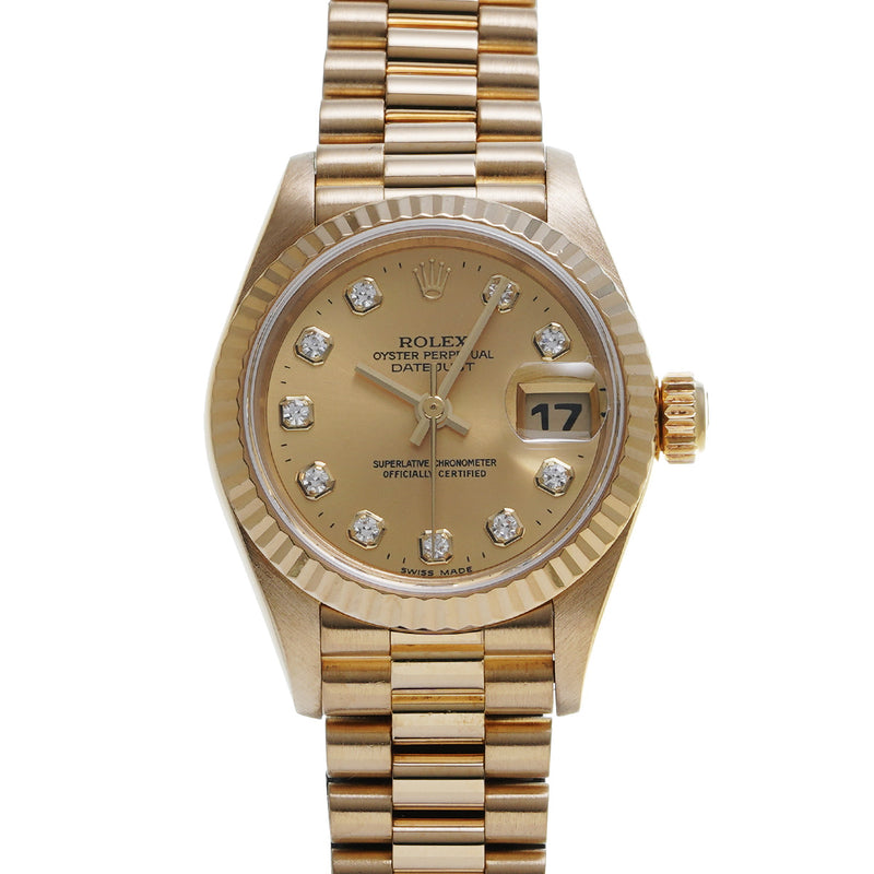 ロレックス デイトジャスト 10Pダイヤ 69178G T番(1996年頃製造) シャンパン/ダイヤモンド レディース 腕時計 自動巻き 中古 銀蔵