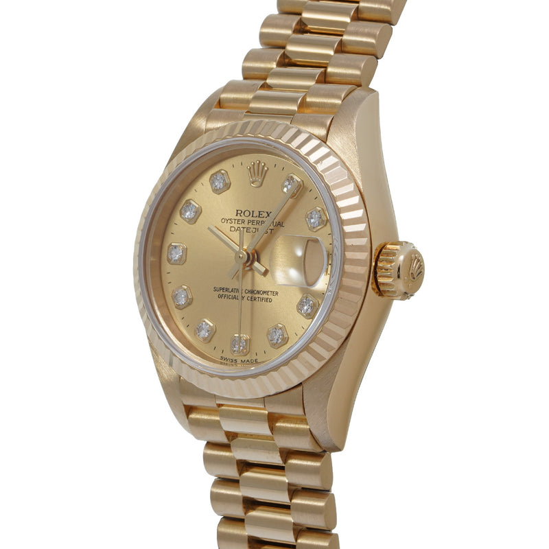 ロレックス デイトジャスト 10Pダイヤ 69178G T番(1996年頃製造) シャンパン/ダイヤモンド レディース 腕時計 自動巻き 中古 銀蔵