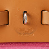 HERMES エルメス エールバッグ ジップ PM 2WAY ローズショッキング/ナチュラル □Q刻印(2013年頃) レディース トワルオフィシエ/ヴァッシュハンター ハンドバッグ Bランク 中古 銀蔵