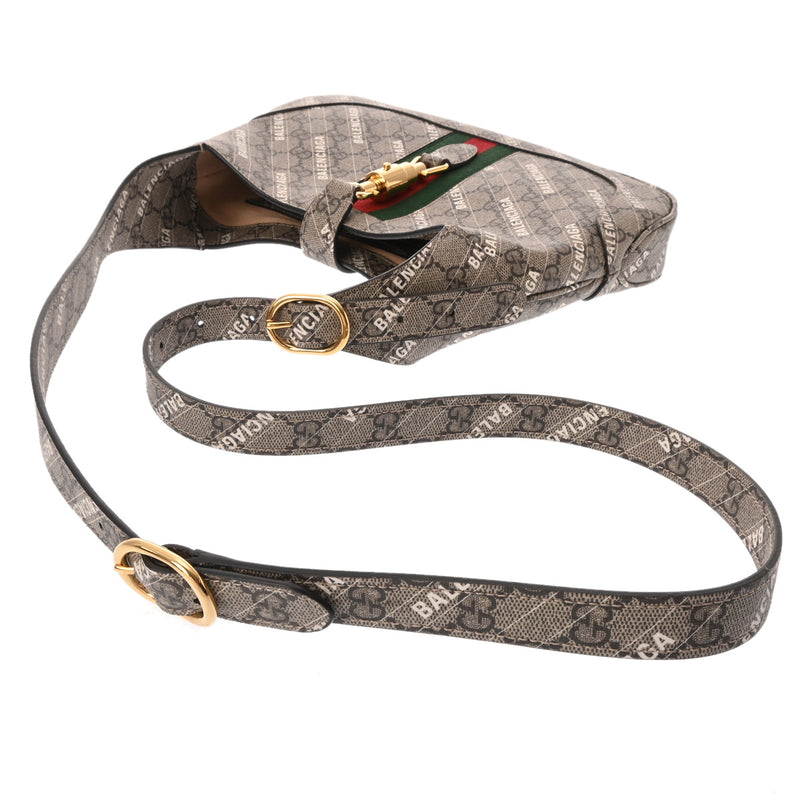 GUCCI グッチ GGスプリーム ジャッキー 1961 ザハッカープロジェクト バレンシアガコラボ  ベージュ 636706 レディース PVC ショルダーバッグ 新同 中古 銀蔵