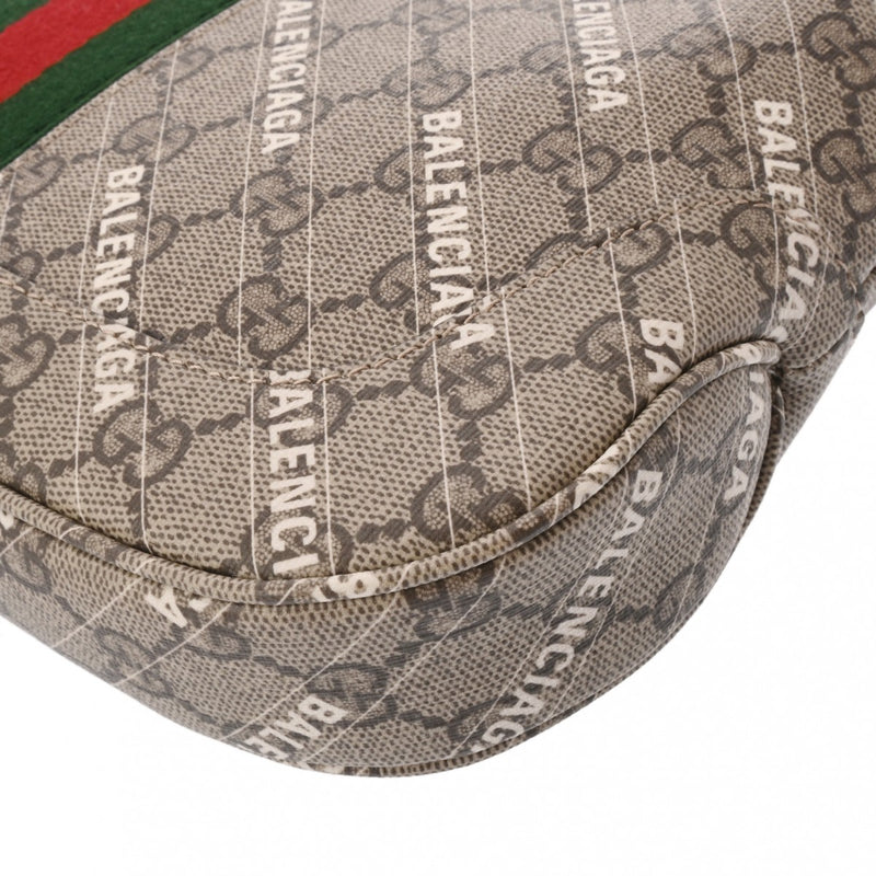 GUCCI グッチ GGスプリーム ジャッキー 1961 ザハッカープロジェクト バレンシアガコラボ  ベージュ 636706 レディース PVC ショルダーバッグ 新同 中古 銀蔵