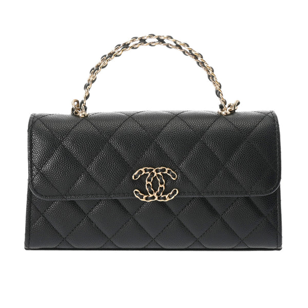 CHANEL シャネル チェーンショルダー フラップフォンケース ブラック AP3238 レディース キャビアスキン ショルダーバッグ 新同 中古 銀蔵