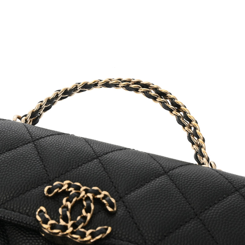 CHANEL シャネル チェーンショルダー フラップフォンケース ブラック AP3238 レディース キャビアスキン ショルダーバッグ 新同 中古 銀蔵