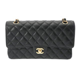 CHANEL シャネル マトラッセ チェーンショルダー Wフラップ 25cm ブラック A01112 レディース キャビアスキン ショルダーバッグ Aランク 中古 銀蔵