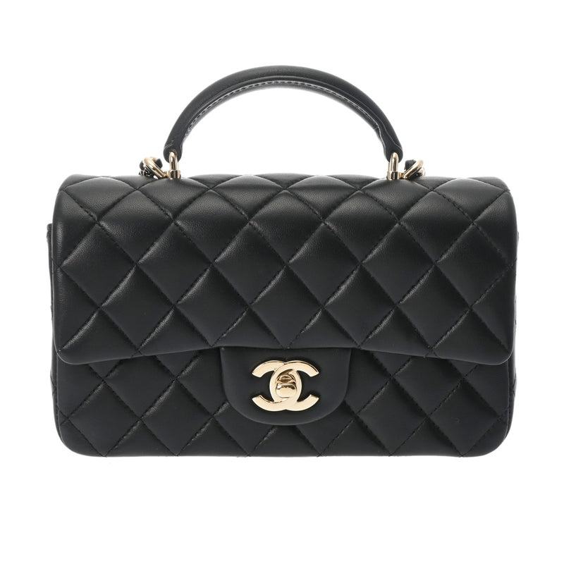 CHANEL シャネル マトラッセ トップハンドル 20 ブラック AS2431 レディース ラムスキン ショルダーバッグ 新同 中古 銀蔵