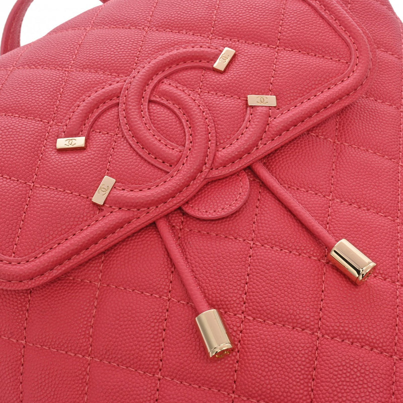 CHANEL シャネル CCフィグリー バックパック ピンク レディース キャビアスキン リュック・デイパック Aランク 中古 銀蔵
