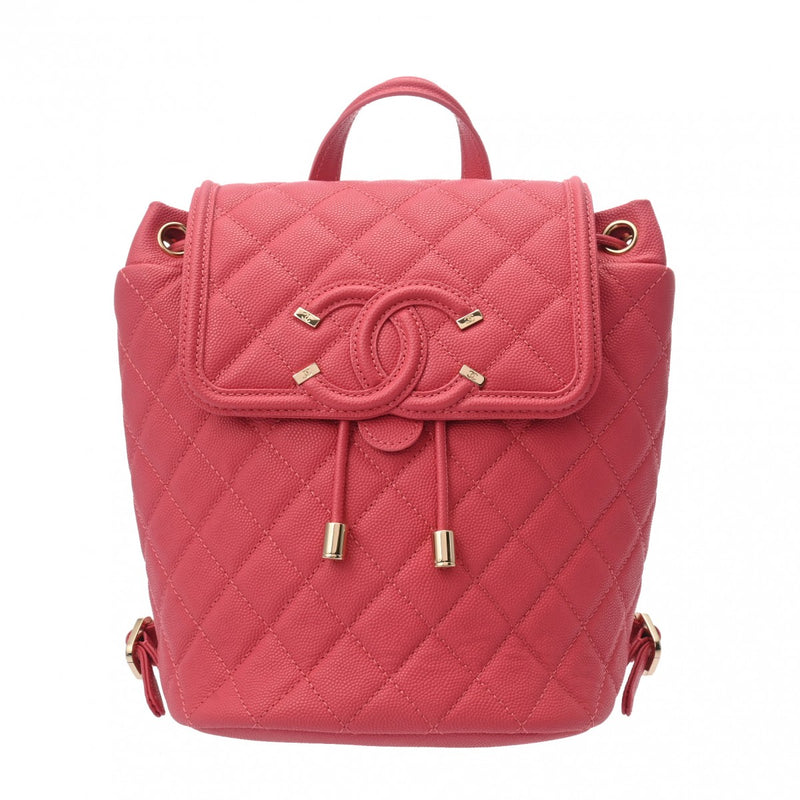 CHANEL シャネル CCフィグリー バックパック ピンク レディース キャビアスキン リュック・デイパック Aランク 中古 銀蔵